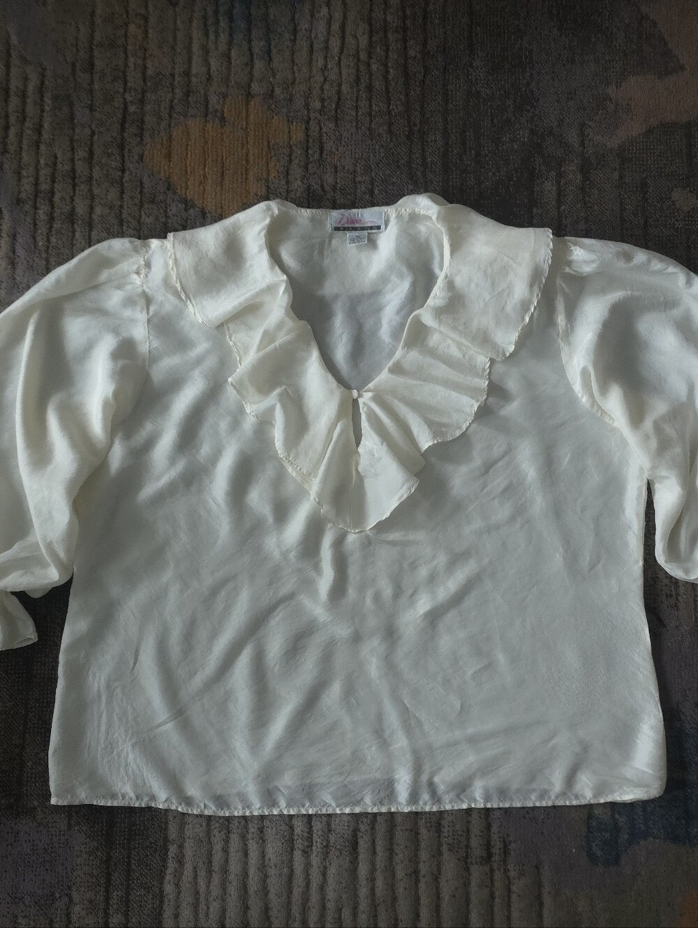 Vintage 100% Silk Cream Poet Shirt - Picture 2 of 6
